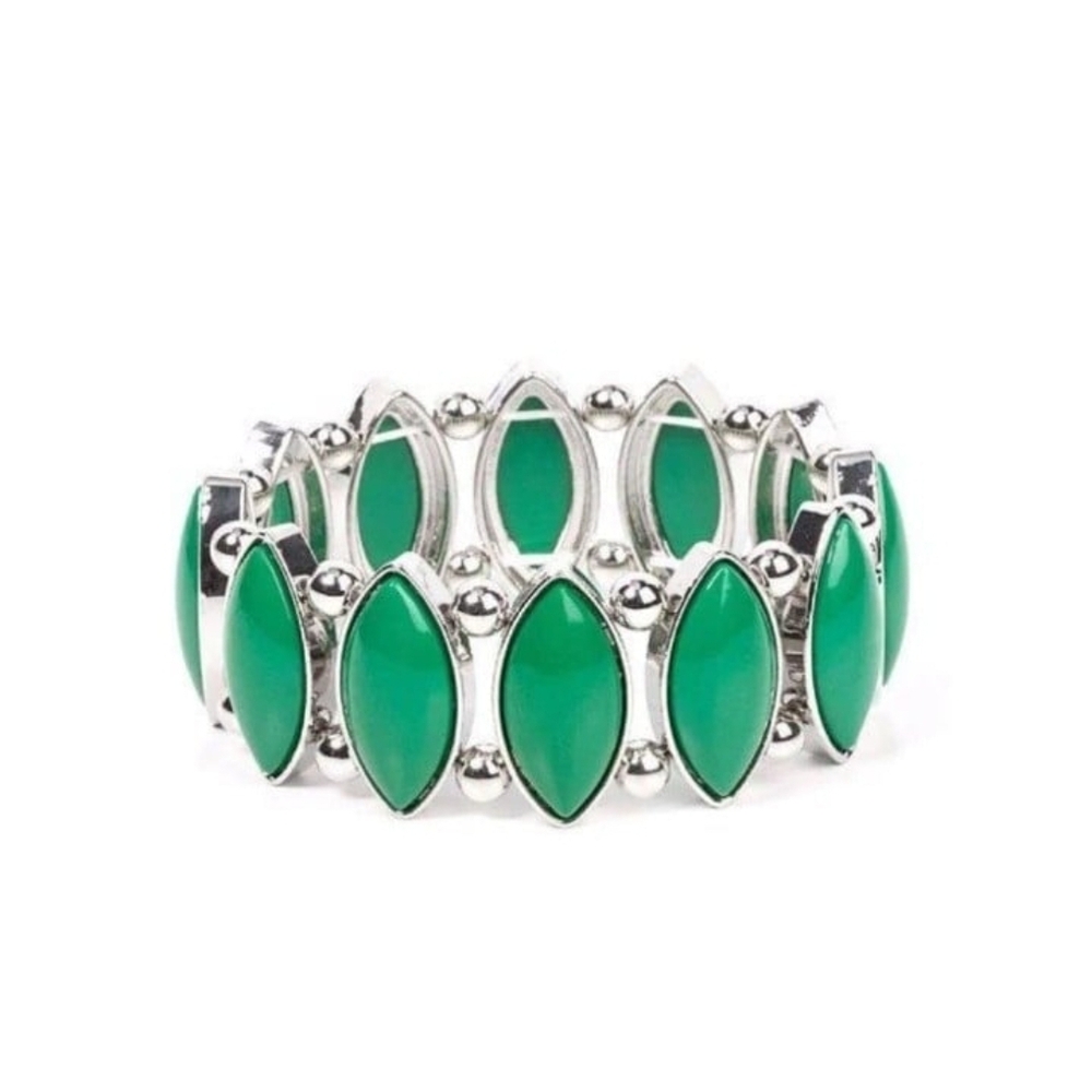 Paparazzi Green and Silver Statement Bracelet Cry Me A Rivera Fashion Jewelry